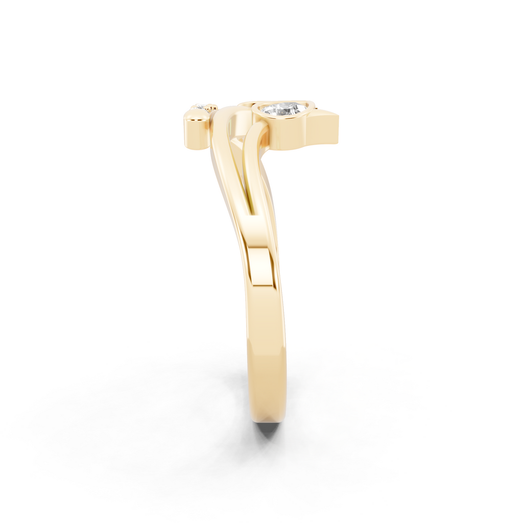 Modern Pear Cut Lab Grown Diamond Open Bypass Ring with Side Round Cut Accents