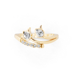 Modern Pear Cut Lab Grown Diamond Open Bypass Ring with Side Round Cut Accents