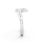 Modern Pear Cut Lab Grown Diamond Open Bypass Ring with Side Round Cut Accents