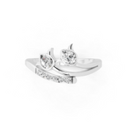 Modern Pear Cut Lab Grown Diamond Open Bypass Ring with Side Round Cut Accents