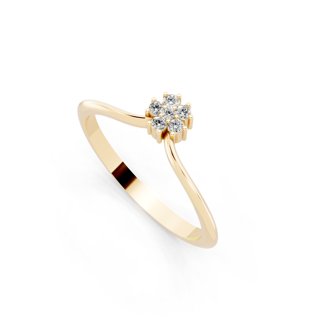 Delicate Lab Grown Diamond Flower Ring in Rose, White & Gold