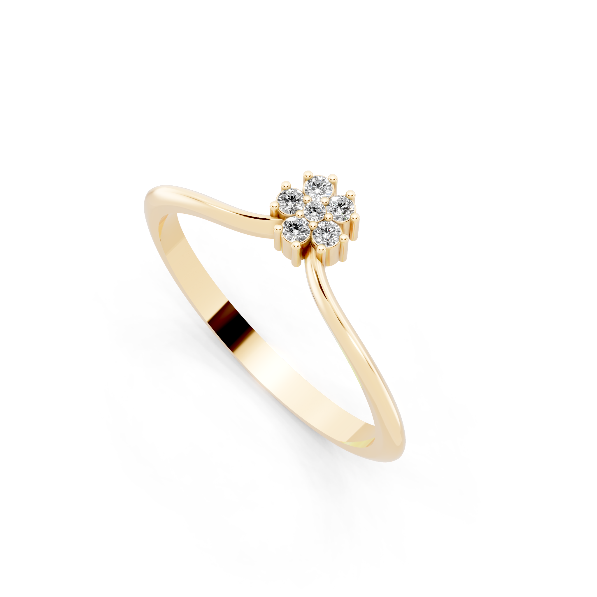 Delicate Lab Grown Diamond Flower Ring in Rose, White & Gold