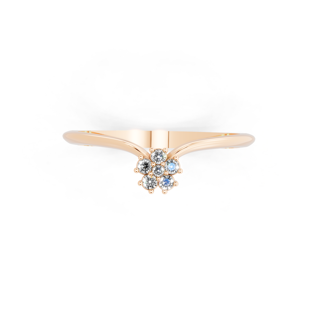 Delicate Lab Grown Diamond Flower Ring in Rose, White & Gold