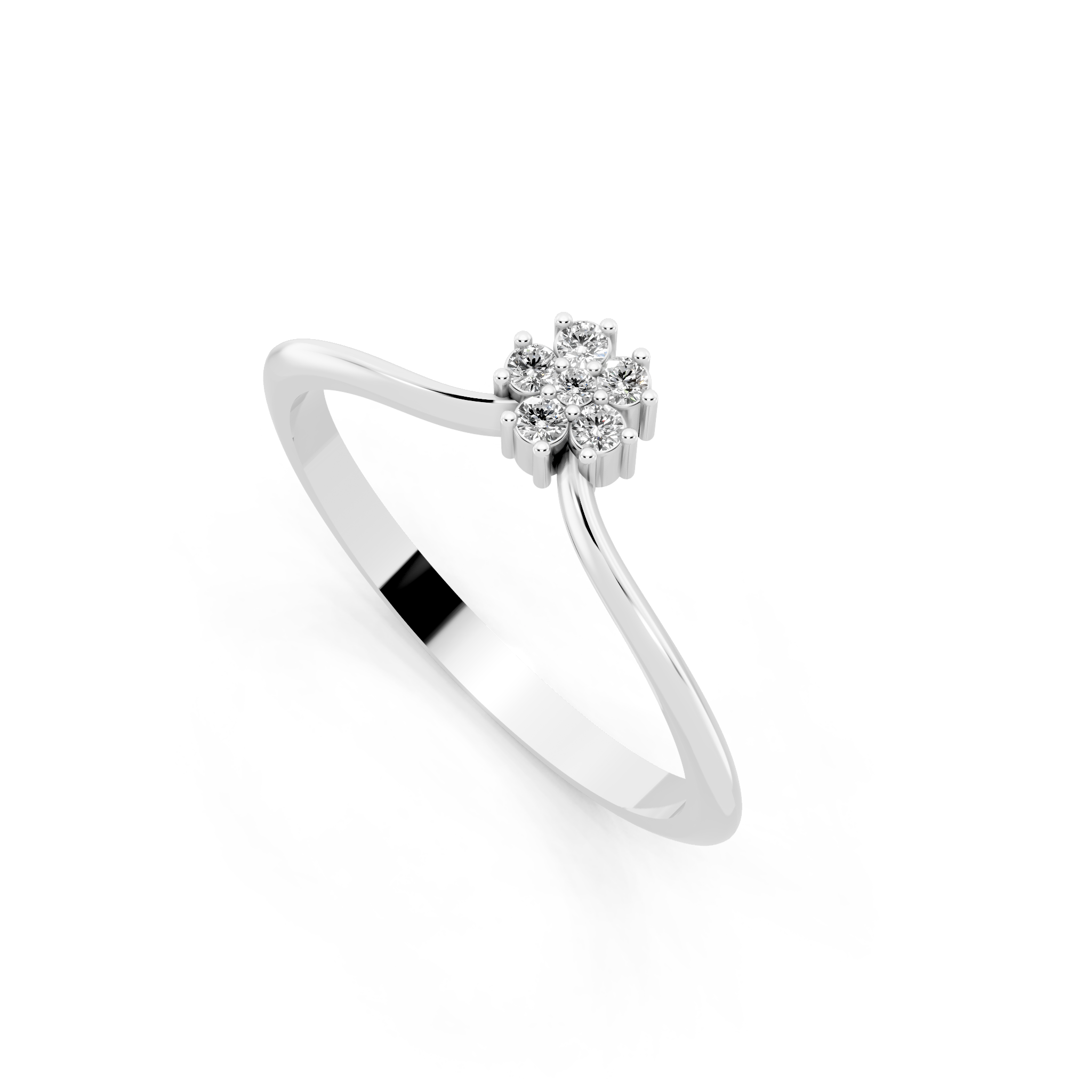 Delicate Lab Grown Diamond Flower Ring in Rose, White & Gold