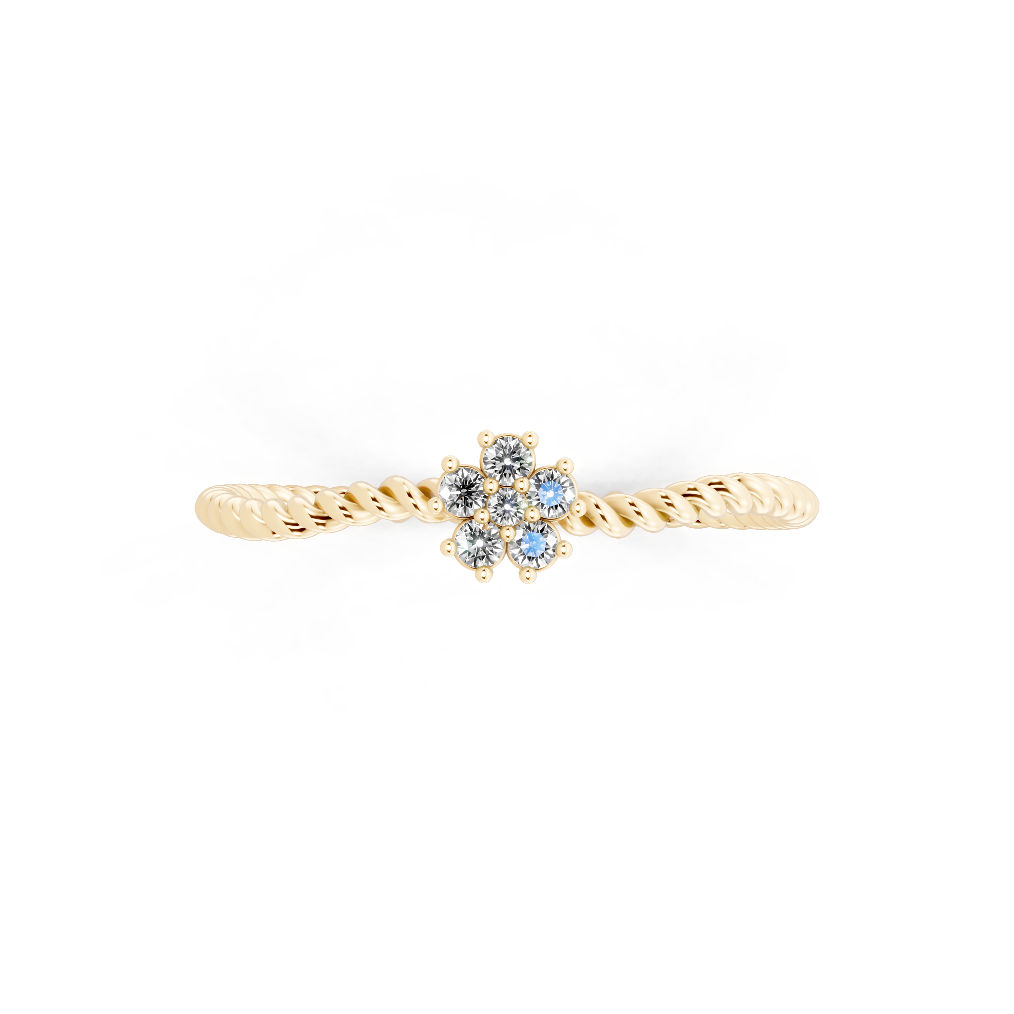 Dainty Twist Band Lab Grown Diamond Flower Ring for Fiancée