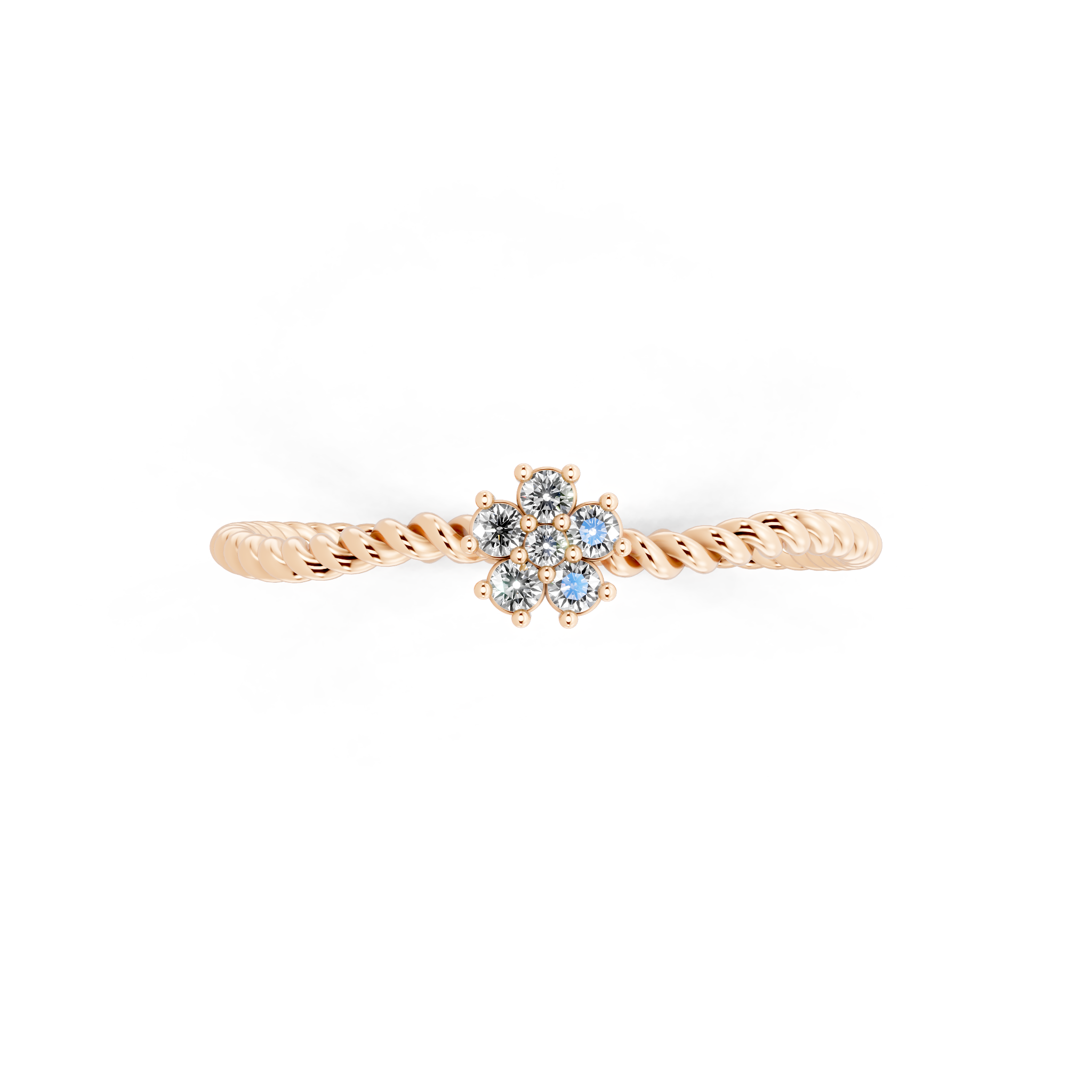 Dainty Twist Band Lab Grown Diamond Flower Ring for Fiancée
