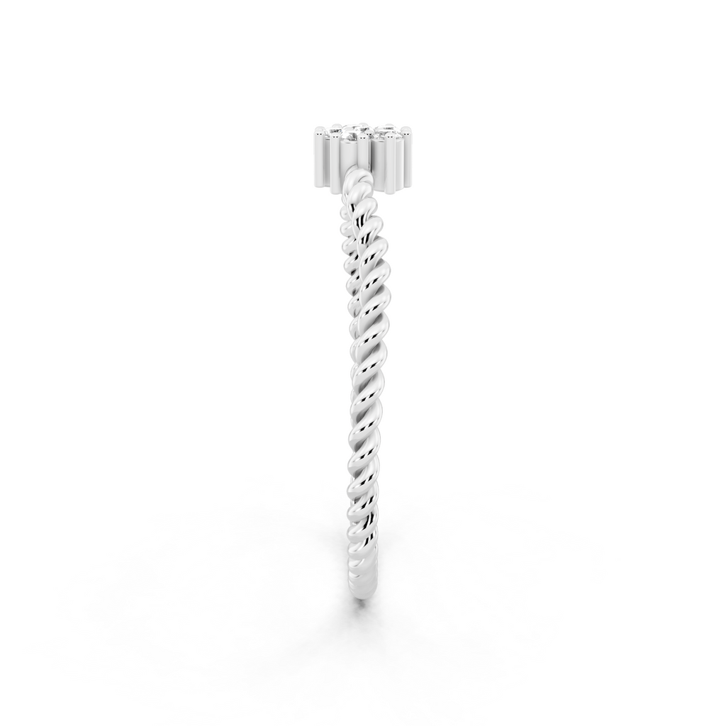 Dainty Twist Band Lab Grown Diamond Flower Ring for Fiancée