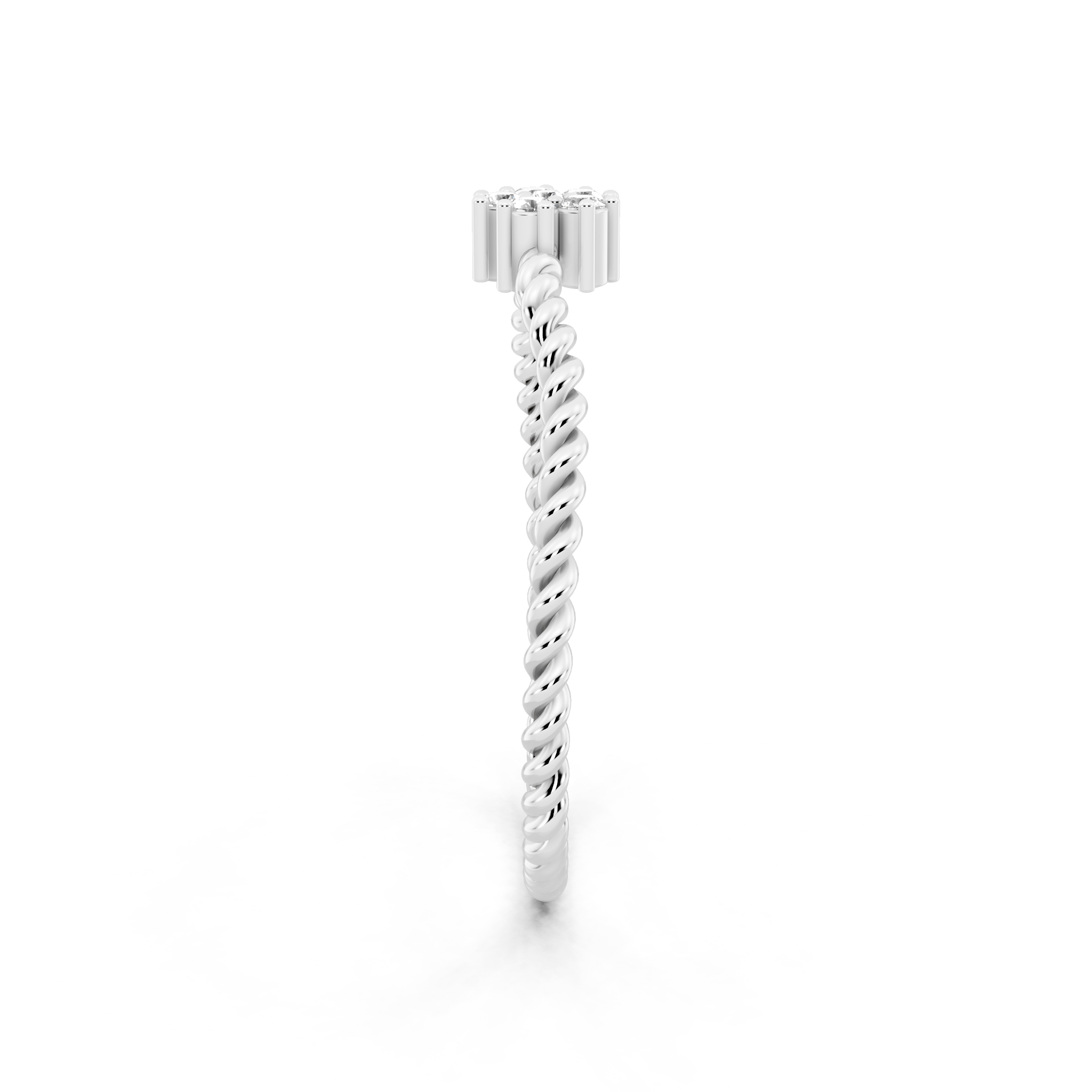 Dainty Twist Band Lab Grown Diamond Flower Ring for Fiancée