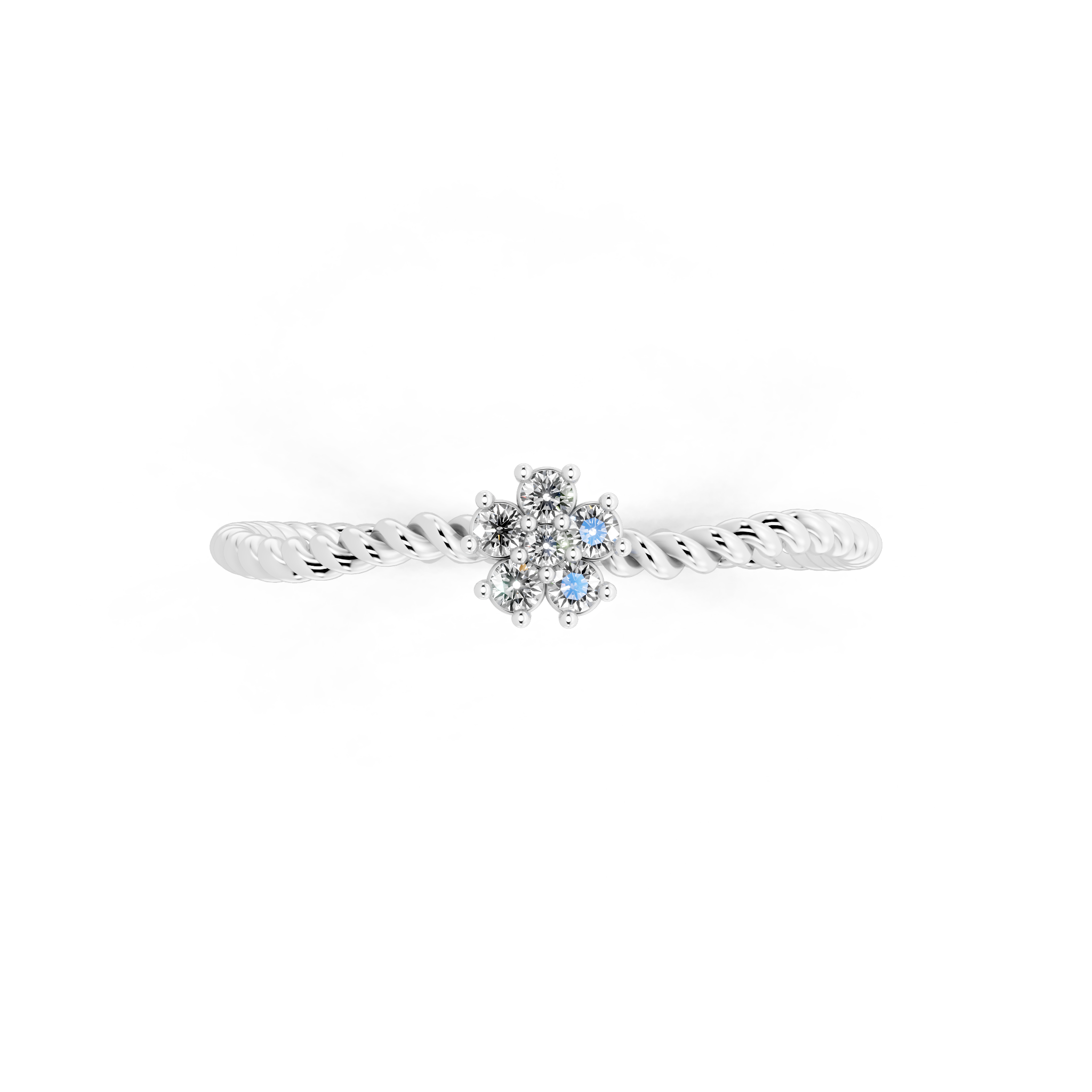 Dainty Twist Band Lab Grown Diamond Flower Ring for Fiancée