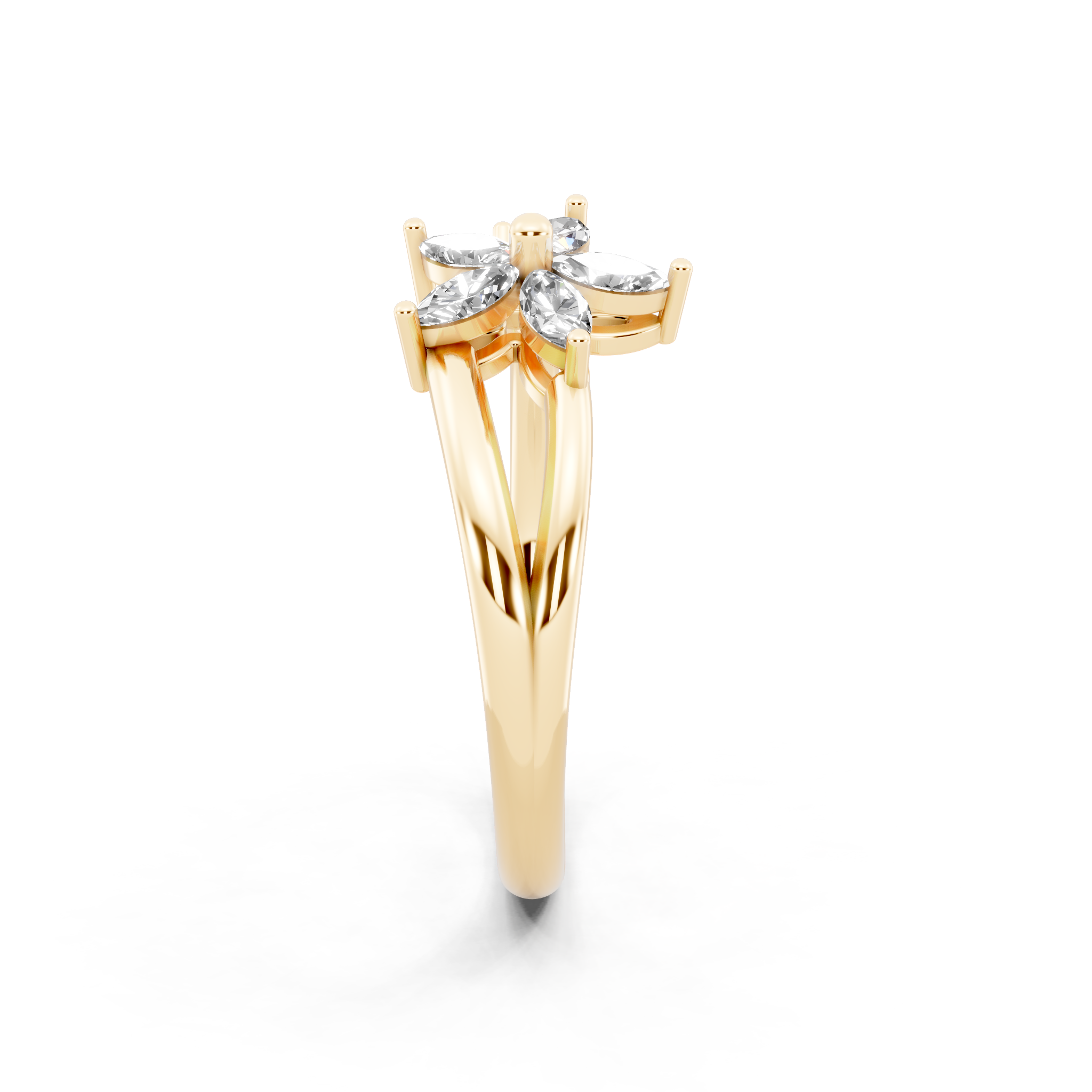 Elegant Floral Bypass Ring with Round & Marquise Brilliant Lab Grown Diamond