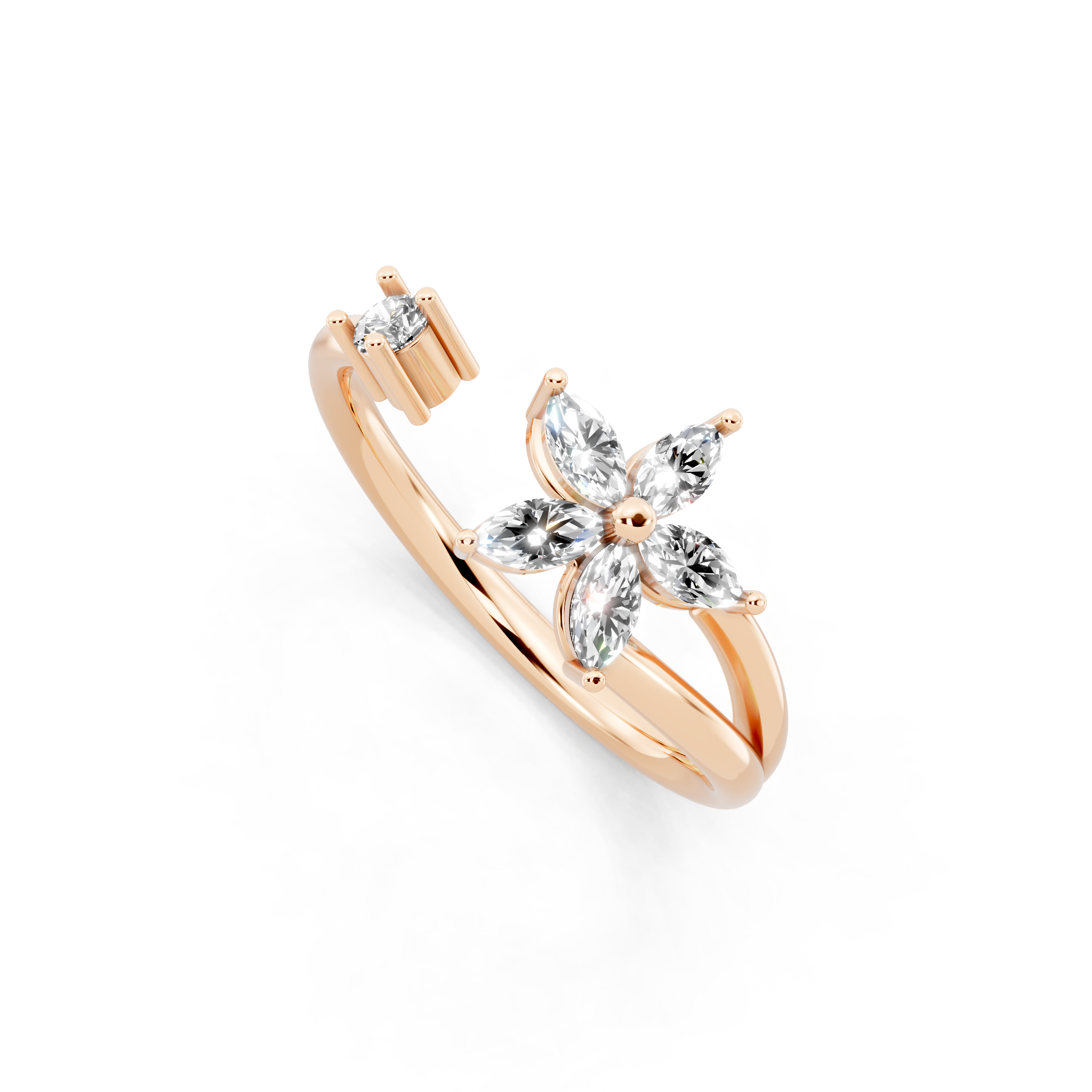 Elegant Floral Bypass Ring with Round & Marquise Brilliant Lab Grown Diamond