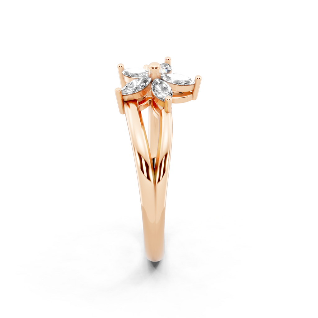 Elegant Floral Bypass Ring with Round & Marquise Brilliant Lab Grown Diamond