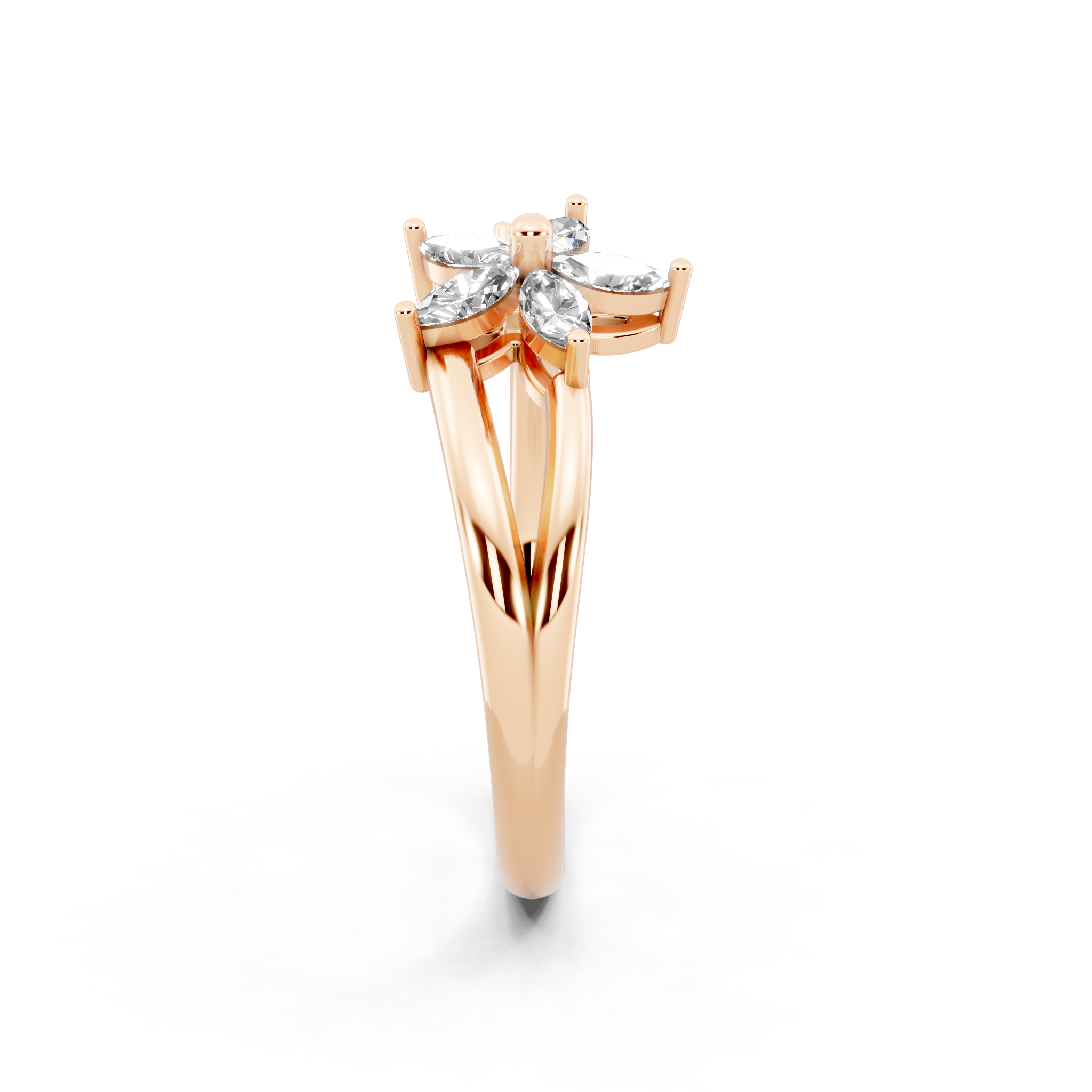 Elegant Floral Bypass Ring with Round & Marquise Brilliant Lab Grown Diamond