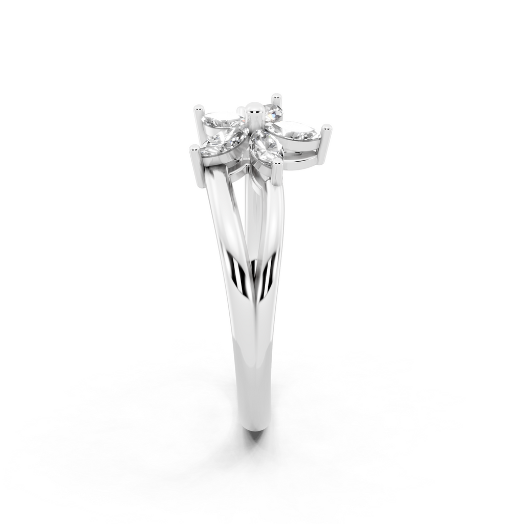 Elegant Floral Bypass Ring with Round & Marquise Brilliant Lab Grown Diamond