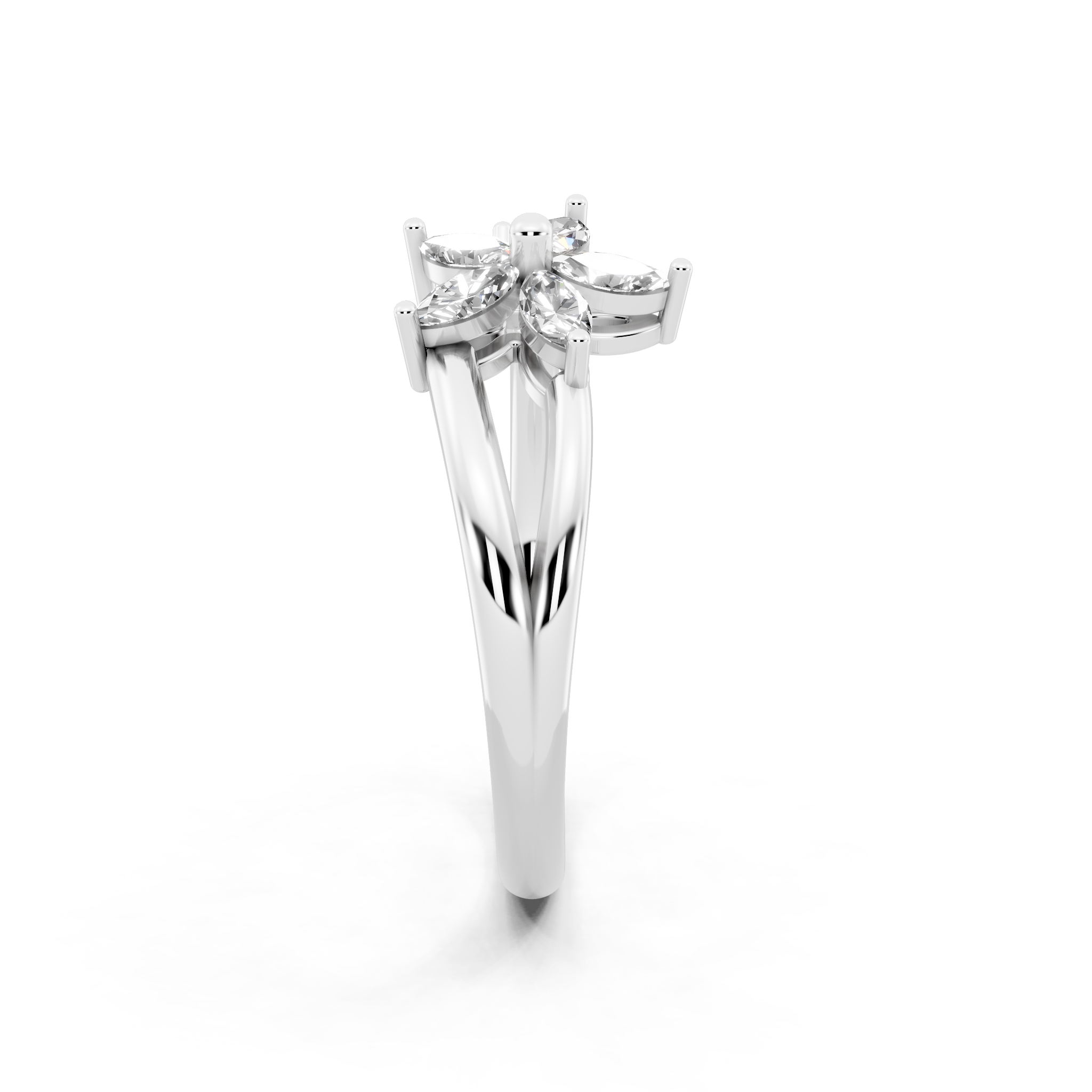 Elegant Floral Bypass Ring with Round & Marquise Brilliant Lab Grown Diamond