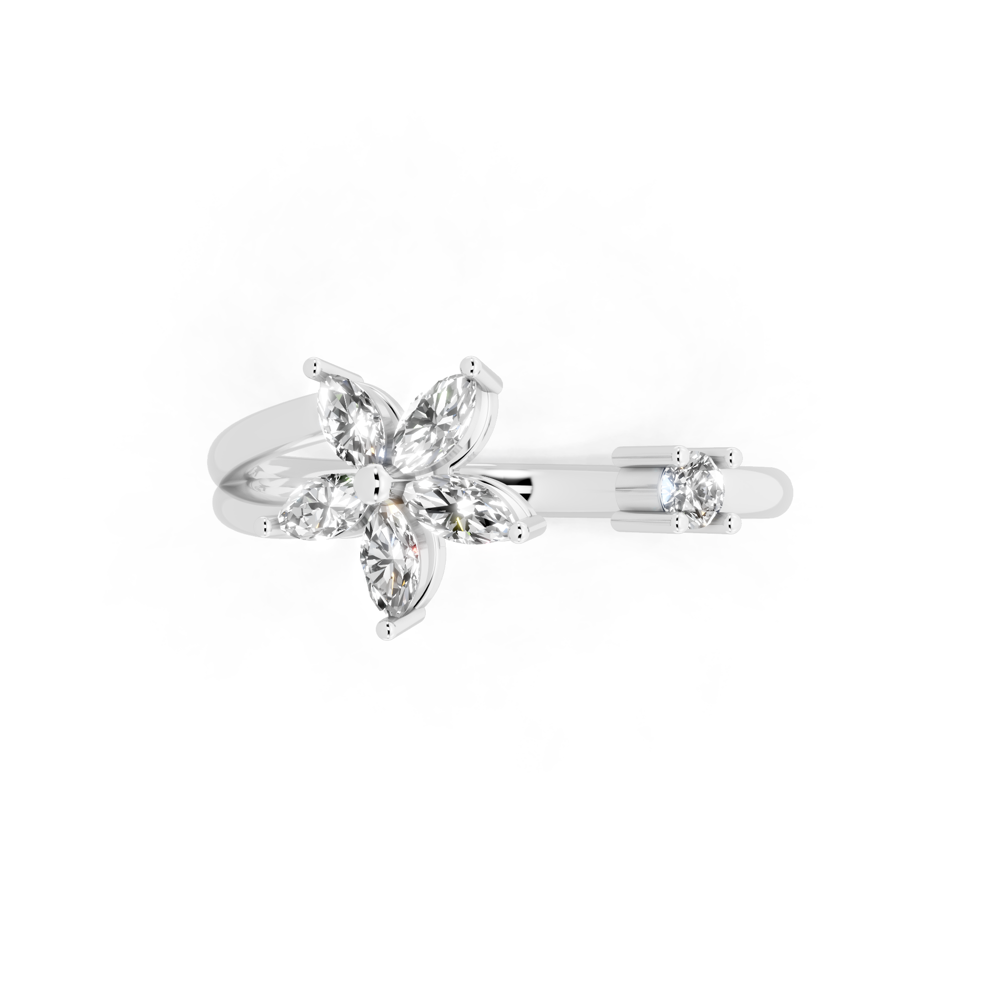 Elegant Floral Bypass Ring with Round & Marquise Brilliant Lab Grown Diamond