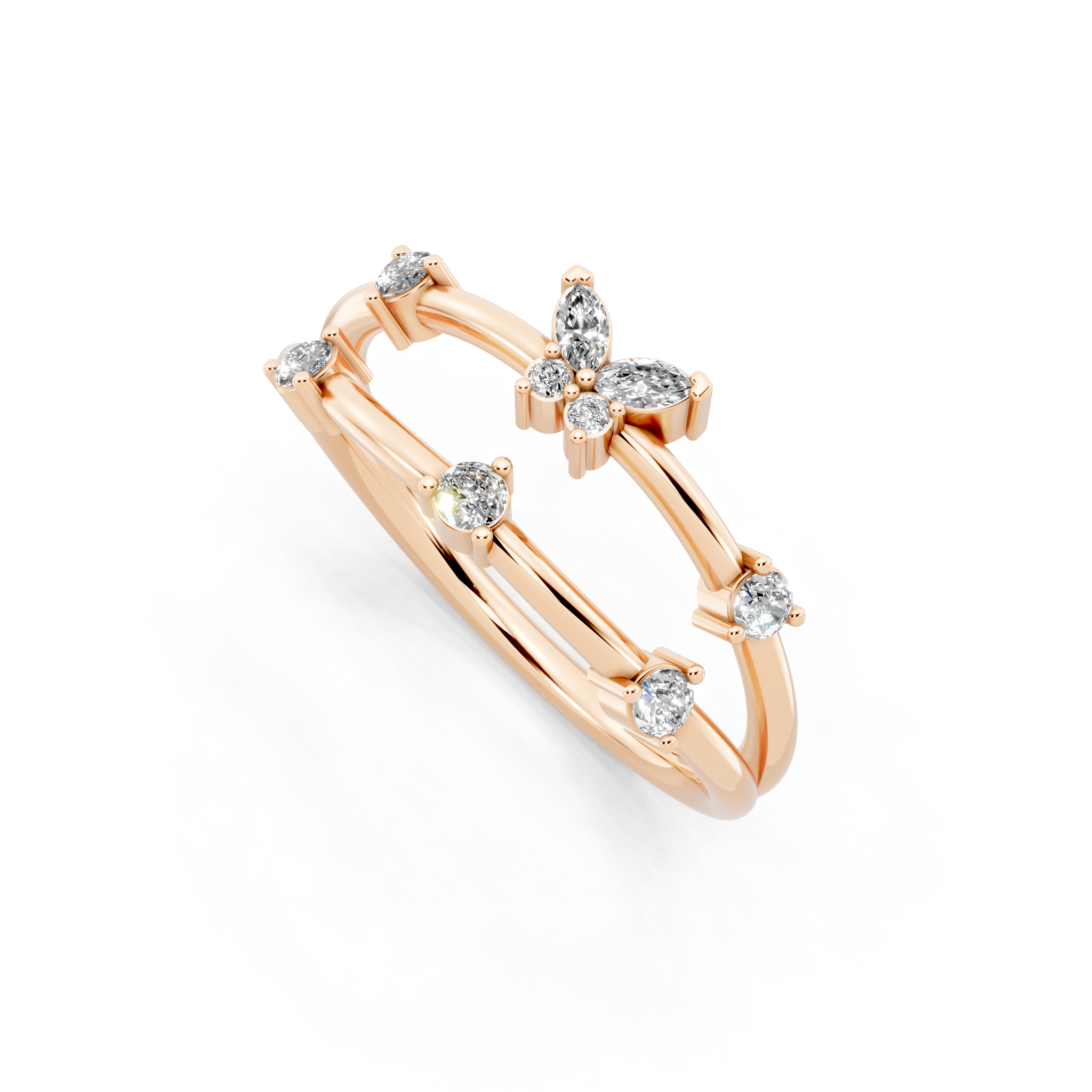 Fancy Butterfly Bloom Open Lab Grown Diamond Anniversary Ring By Lume Jewels