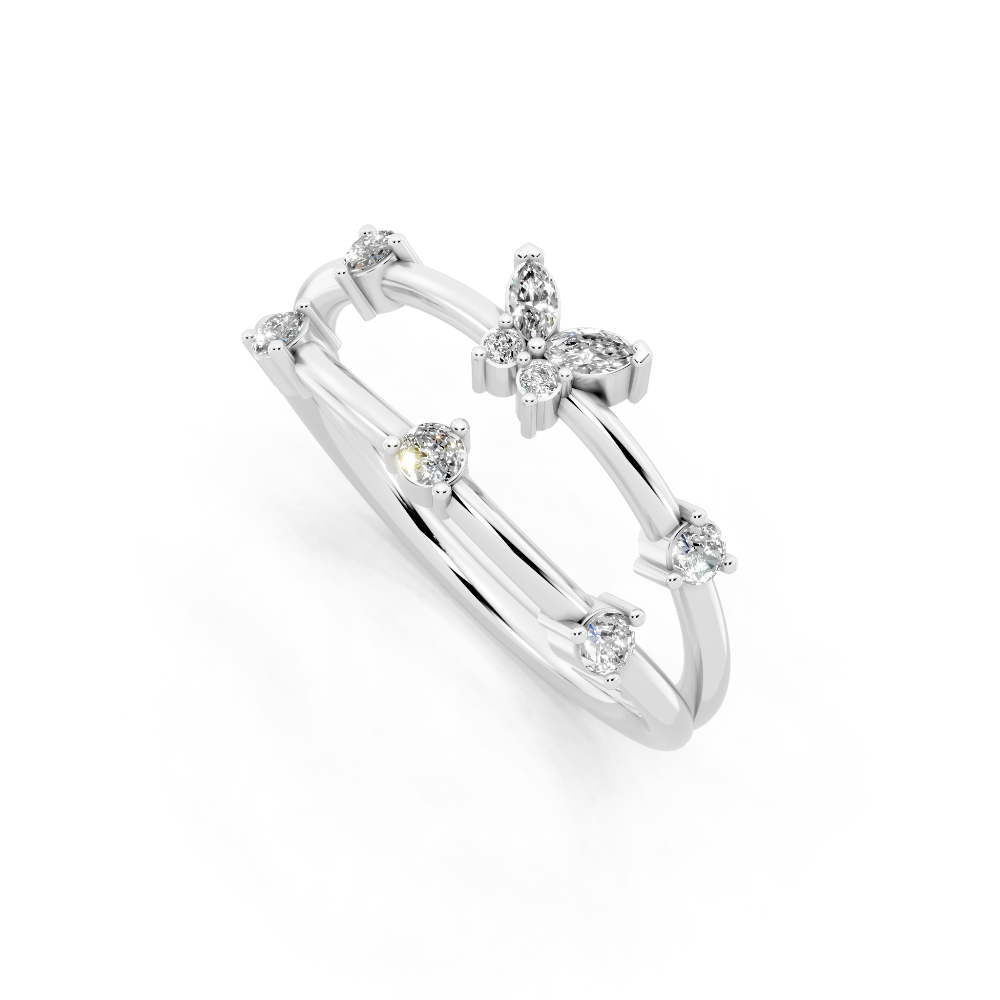 Fancy Butterfly Bloom Open Lab Grown Diamond Anniversary Ring By Lume Jewels