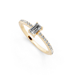 Delicate Emerald Cut Lab Grown Diamond Engagement Ring with Pave Band
