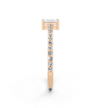 Delicate Emerald Cut Lab Grown Diamond Engagement Ring with Pave Band