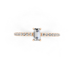 Delicate Emerald Cut Lab Grown Diamond Engagement Ring with Pave Band