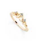 Vintage Scroll Crown Lab Grown Diamond Three-Stone Ring for Birthday Gift