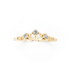 Vintage Scroll Crown Lab Grown Diamond Three-Stone Ring for Birthday Gift