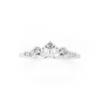 Vintage Scroll Crown Lab Grown Diamond Three-Stone Ring for Birthday Gift