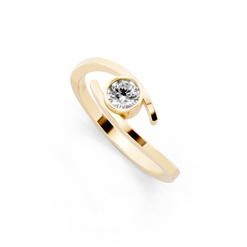 Minimal Bezel Set Round Cut Lab Grown Diamond Solitaire Proposal Ring