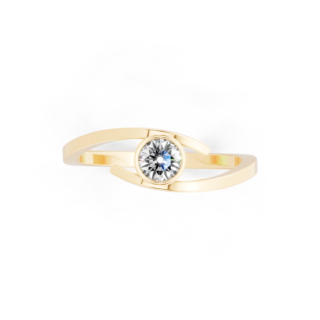Minimal Bezel Set Round Cut Lab Grown Diamond Solitaire Proposal Ring