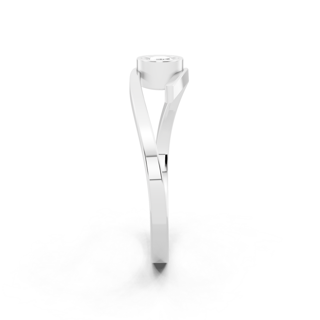 Minimal Bezel Set Round Cut Lab Grown Diamond Solitaire Proposal Ring