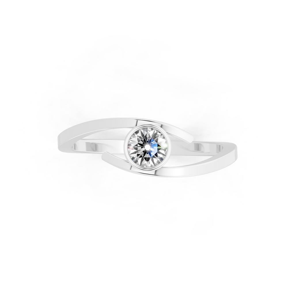 Minimal Bezel Set Round Cut Lab Grown Diamond Solitaire Proposal Ring