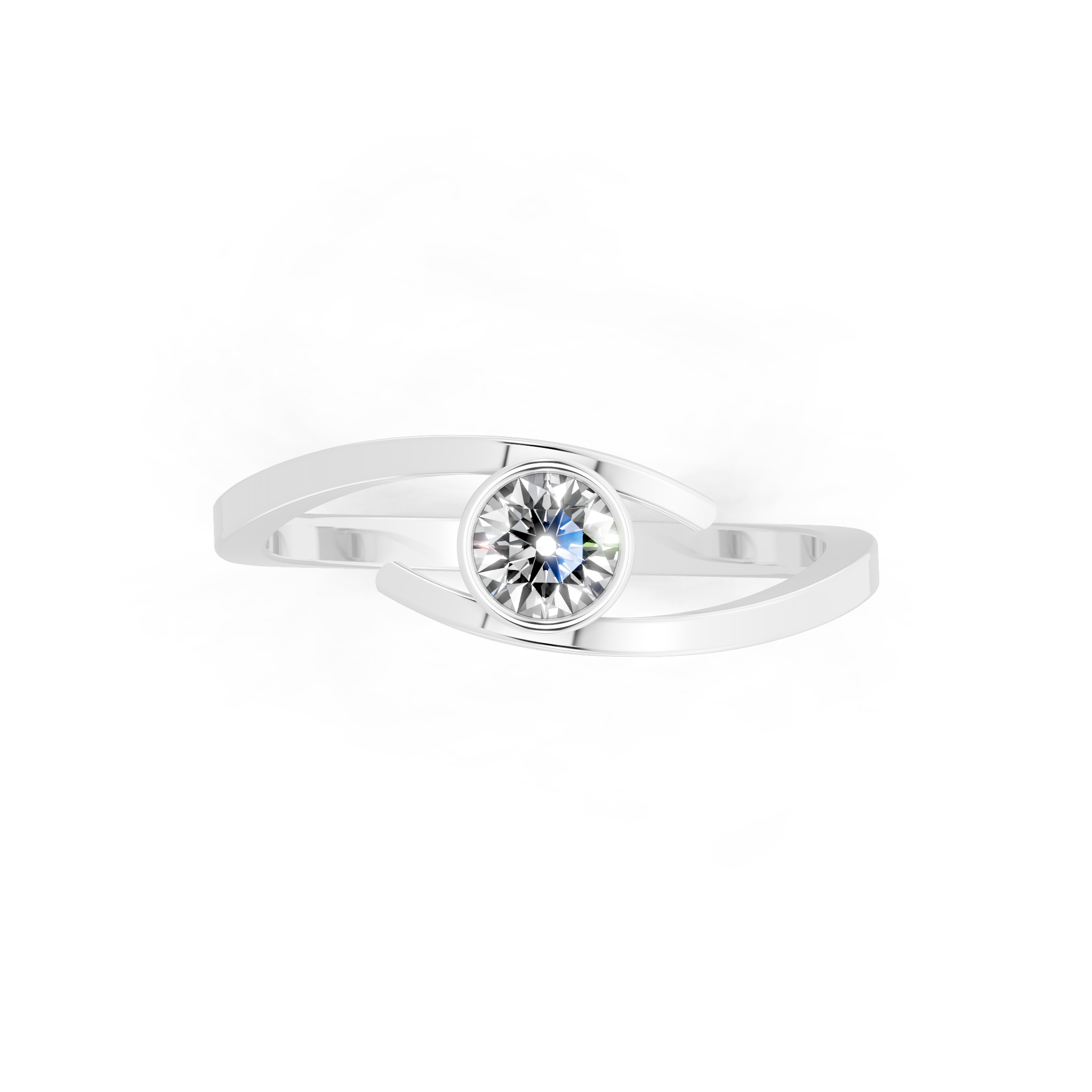 Minimal Bezel Set Round Cut Lab Grown Diamond Solitaire Proposal Ring