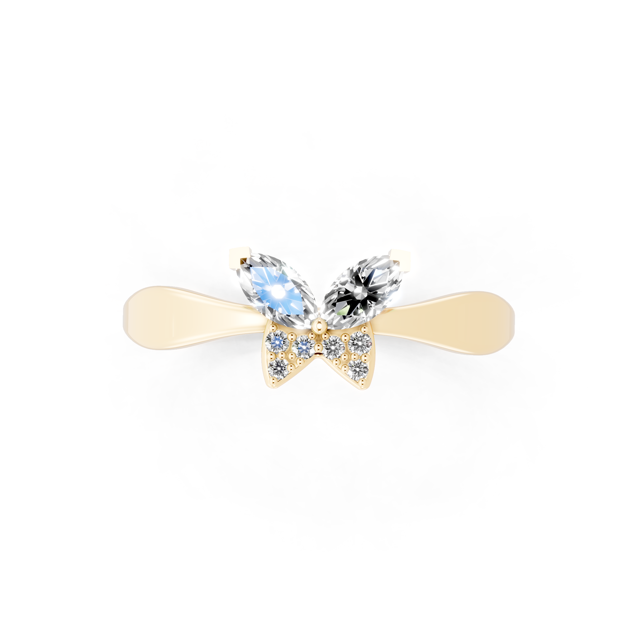 Premium Butterfly Statement Ring with Marquise and Round Lab Created Diamond