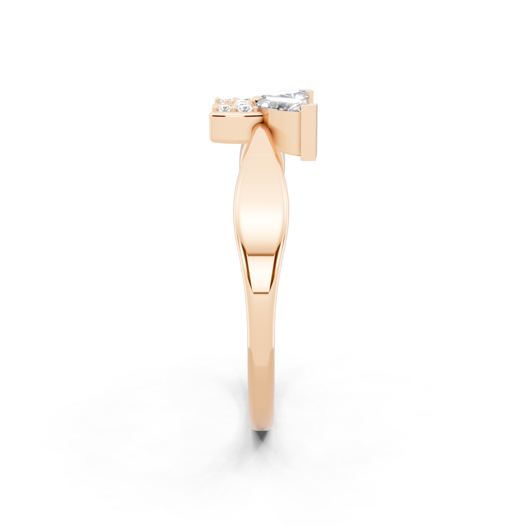 Premium Butterfly Statement Ring with Marquise and Round Lab Created Diamond
