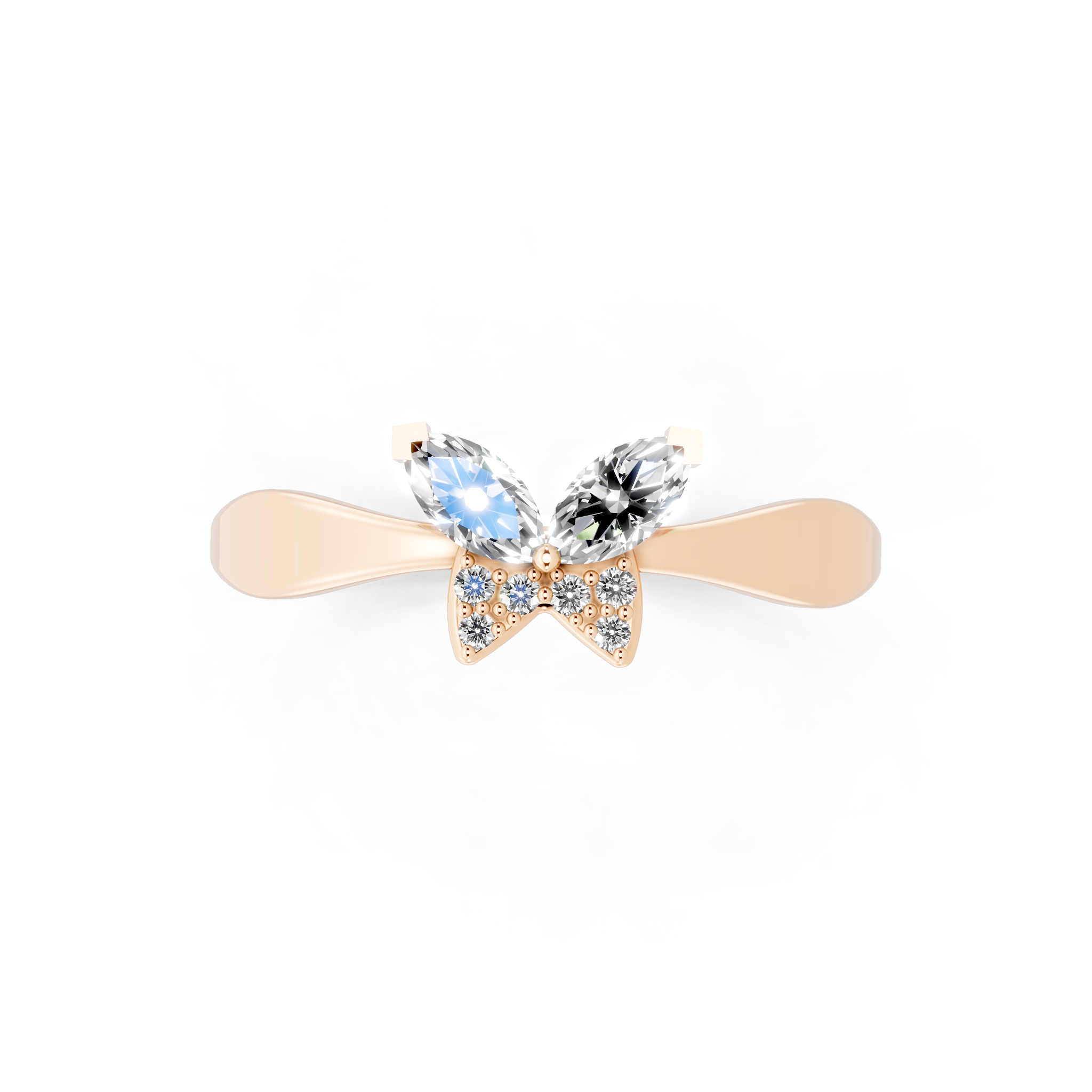 Premium Butterfly Statement Ring with Marquise and Round Lab Created Diamond