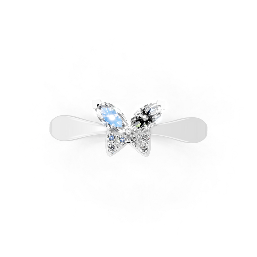 Premium Butterfly Statement Ring with Marquise and Round Lab Created Diamond