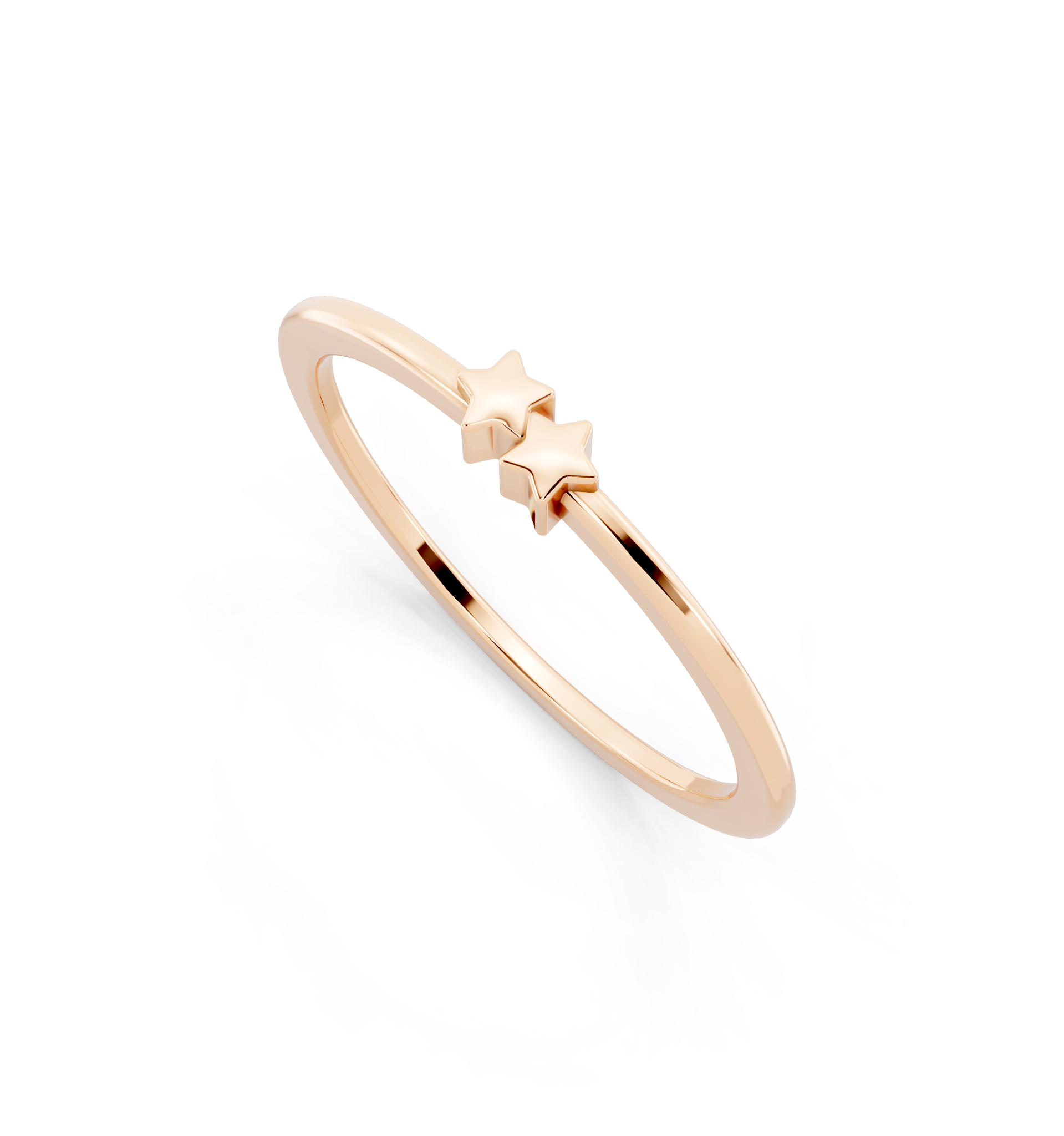 Minimal Celestial Double Star Band Ring in Yellow, White, Rose Gold by LJ