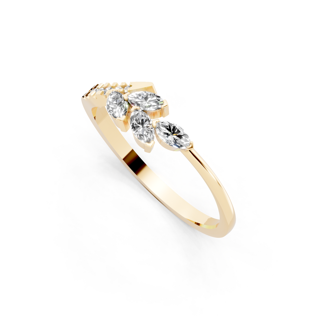 Elegant Marquise Cut Lab Grown Diamond Leaf Design Wedding Ring for Women