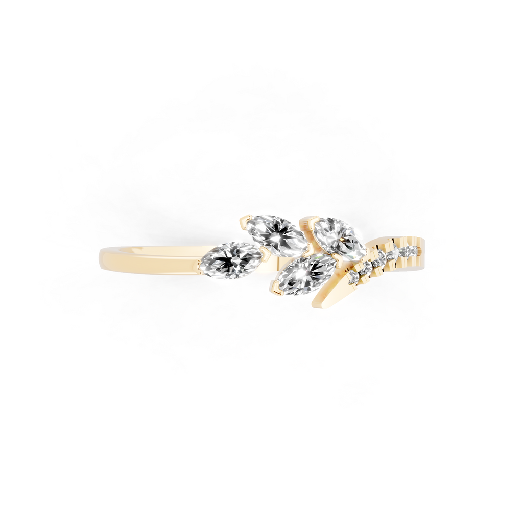 Elegant Marquise Cut Lab Grown Diamond Leaf Design Wedding Ring for Women