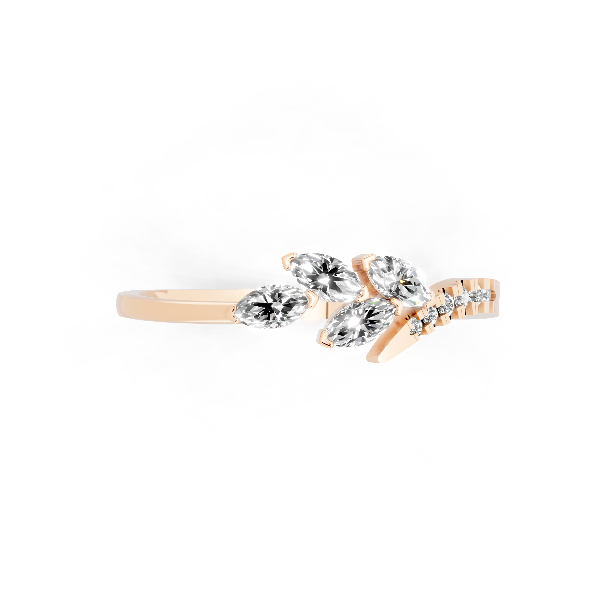 Elegant Marquise Cut Lab Grown Diamond Leaf Design Wedding Ring for Women