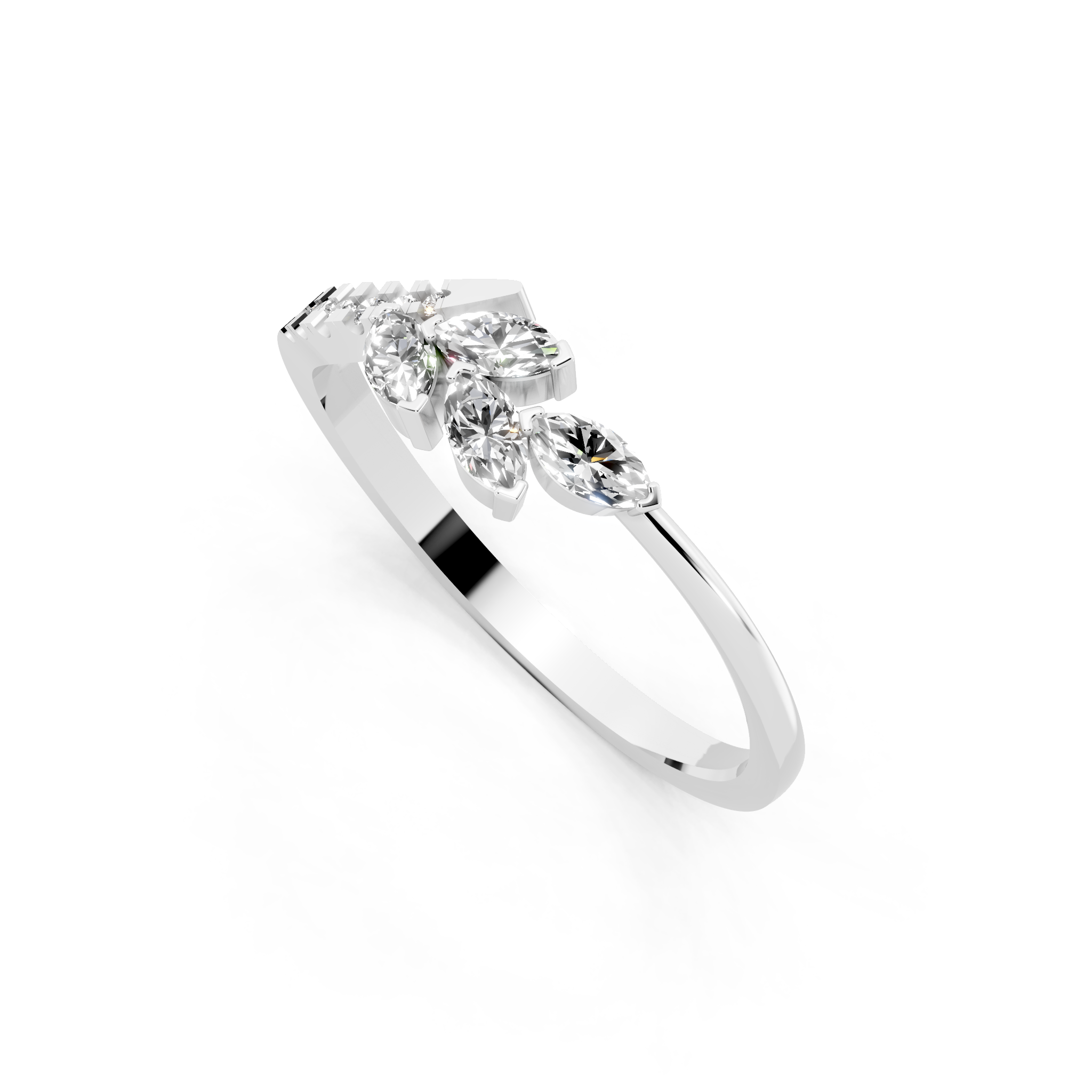 Elegant Marquise Cut Lab Grown Diamond Leaf Design Wedding Ring for Women