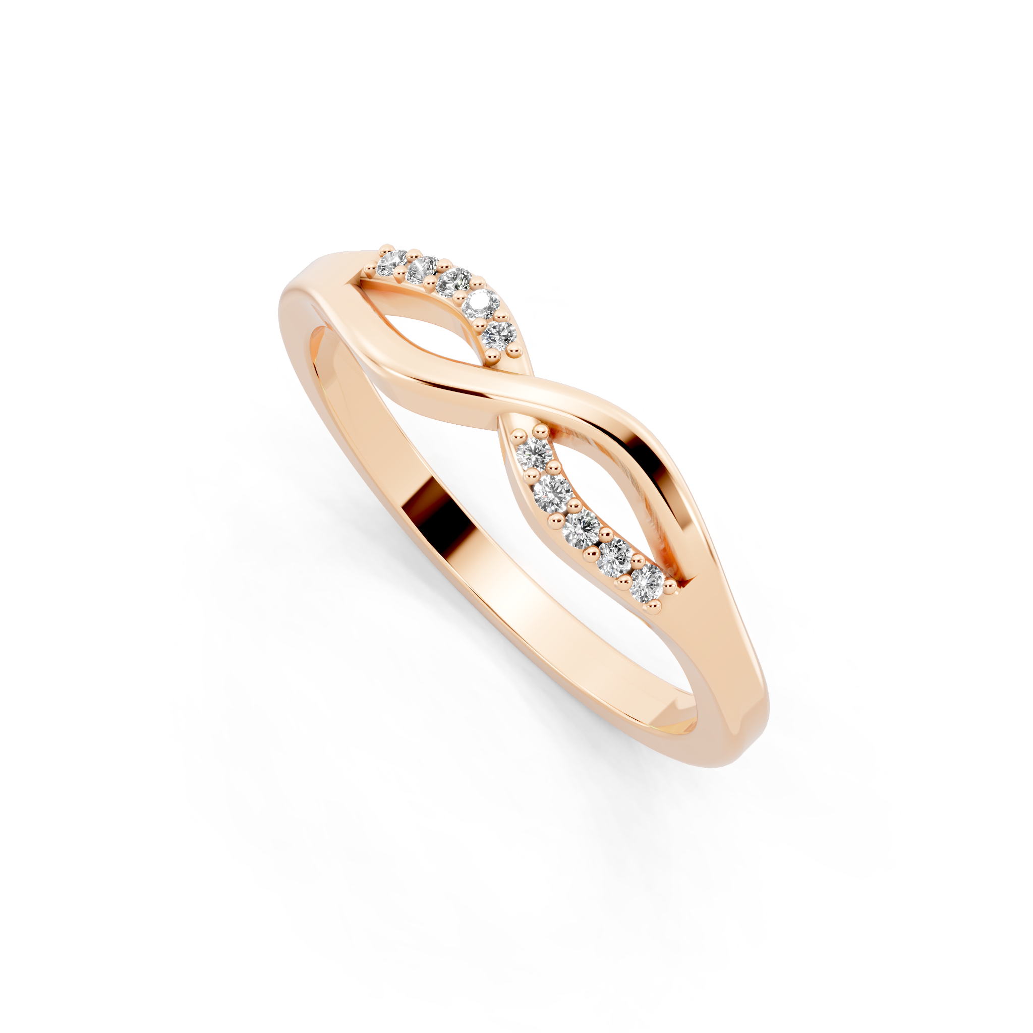 Elegant Interlace Brilliant Lab Grown Diamond Statement Ring in White, Yellow & Rose Gold Tone