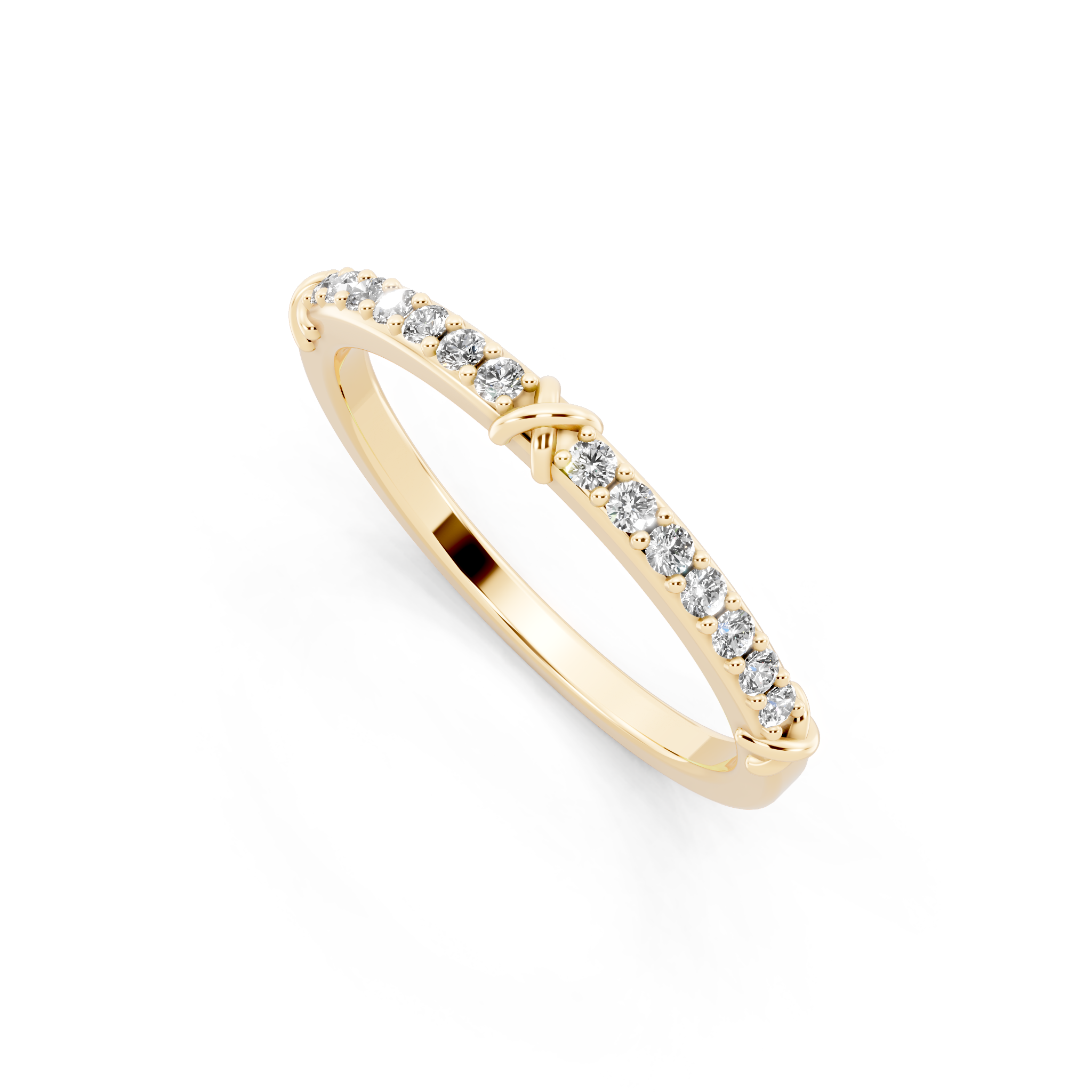 Modern Gold Tone Round Lab Grown Diamond Crossover Ring