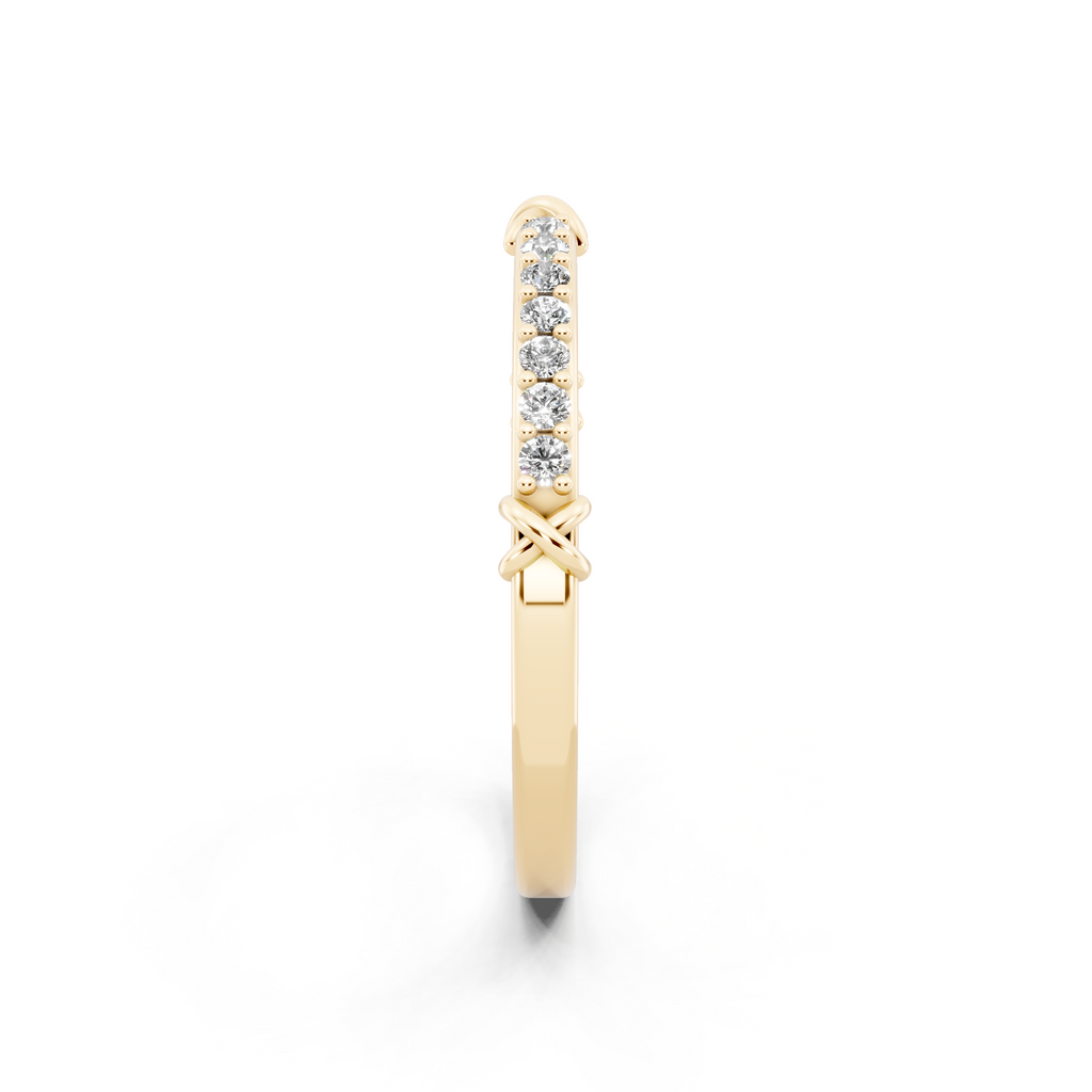 Modern Gold Tone Round Lab Grown Diamond Crossover Ring