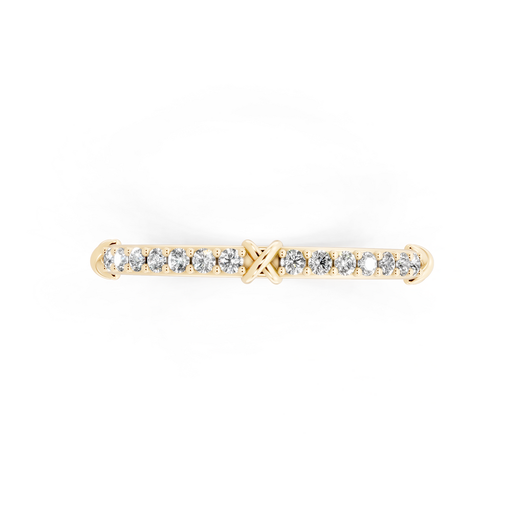Modern Gold Tone Round Lab Grown Diamond Crossover Ring