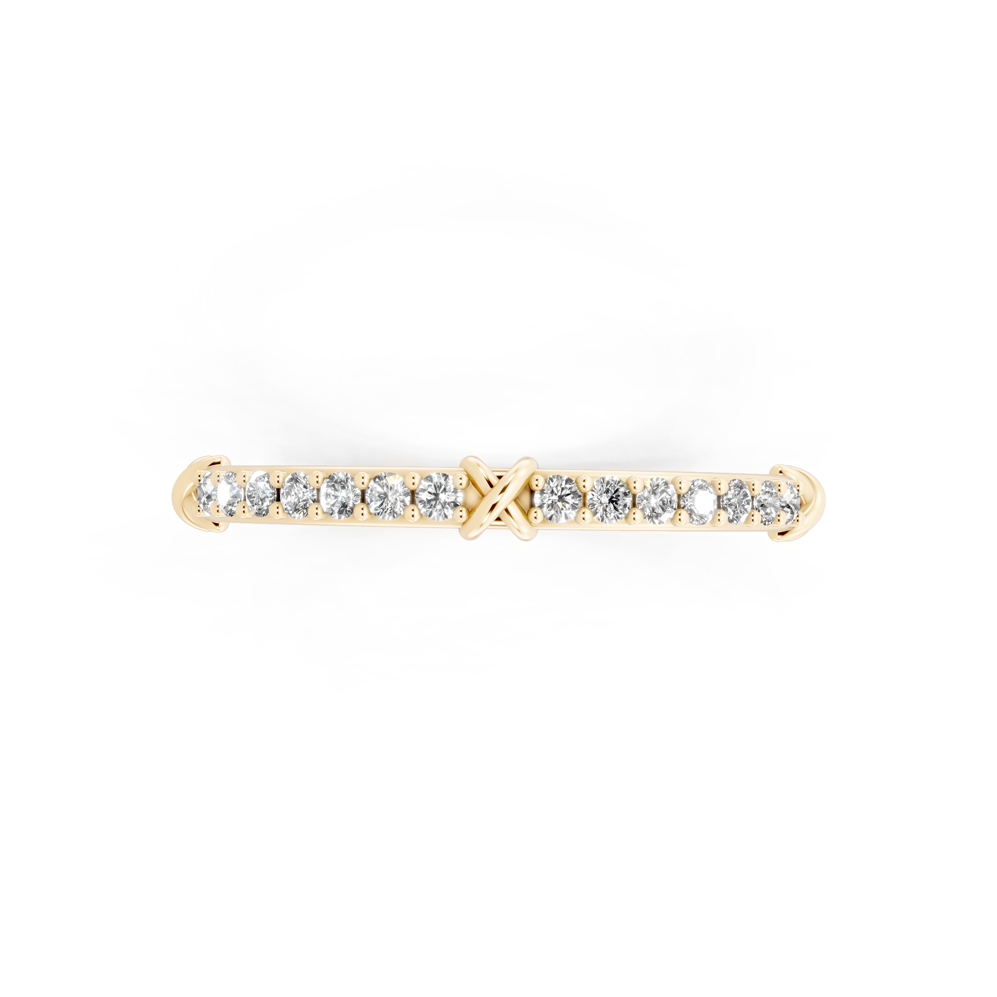 Modern Gold Tone Round Lab Grown Diamond Crossover Ring