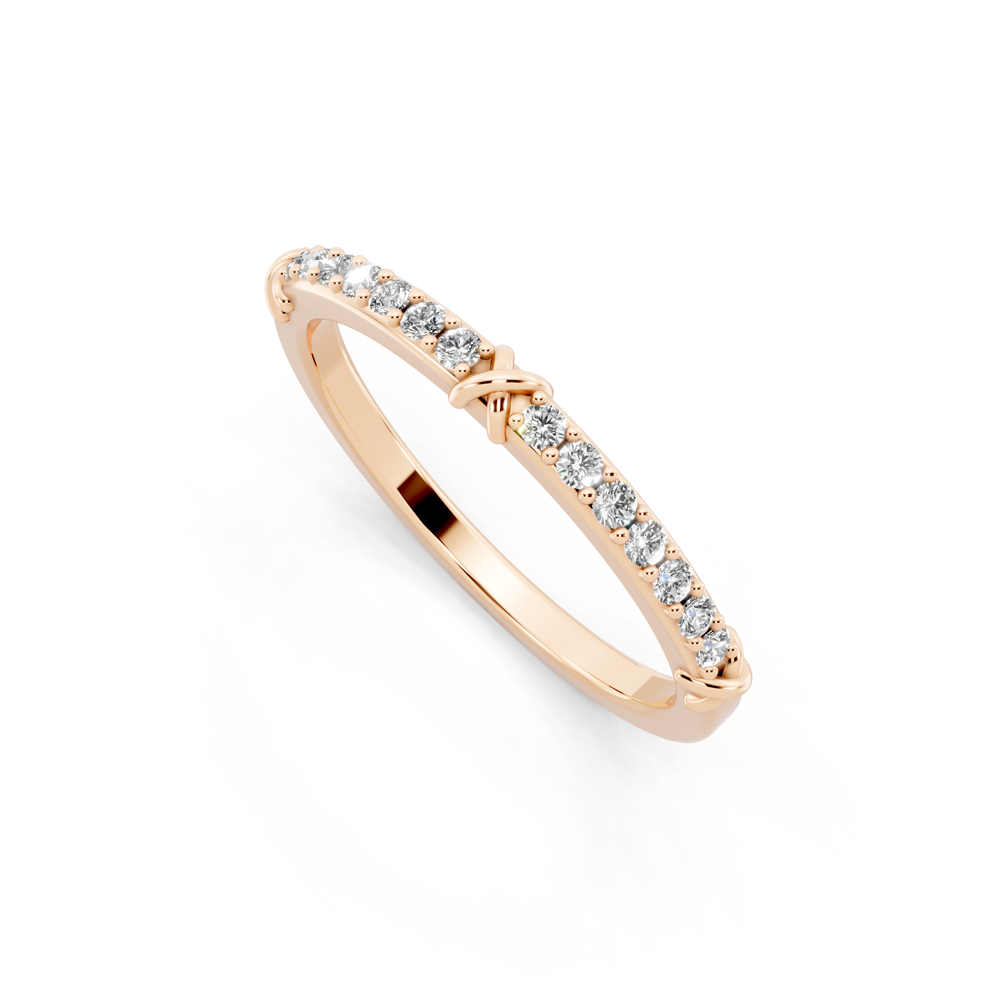 Modern Gold Tone Round Lab Grown Diamond Crossover Ring