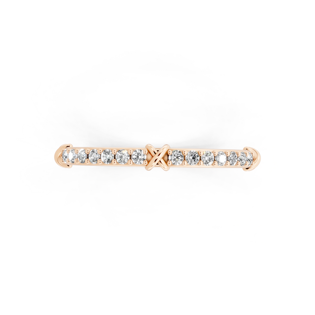 Modern Gold Tone Round Lab Grown Diamond Crossover Ring
