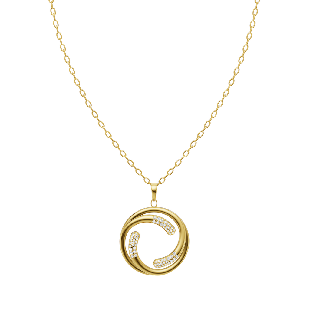 Lunelle Orbit Swirl Lab Grown Diamond Pendant Necklace in 10KT Gold
